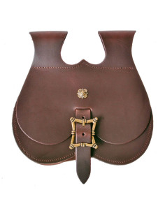 Borsa medievale secoli XV-XVI in pelle (22 x 22 cm.)