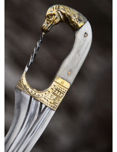 Falcata, Kopis con coltello, manico a testa di cavallo,... 2