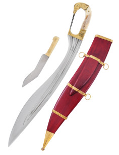 Falcata, Kopis con coltello, manico a testa di cavallo,...