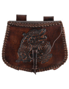 Borsa Dragon in pelle marrone da portare in cintura