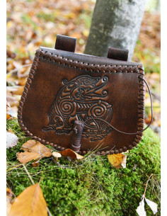 Borsa Dragon in pelle marrone da portare in cintura 2
