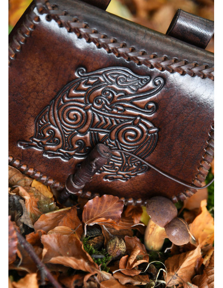 Borsa Dragon in pelle marrone da...