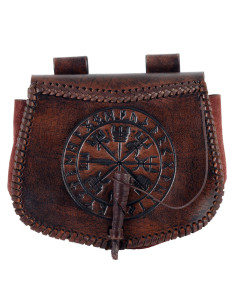 Borsa Celtic Vegvisir in pelle marrone, da portare in...