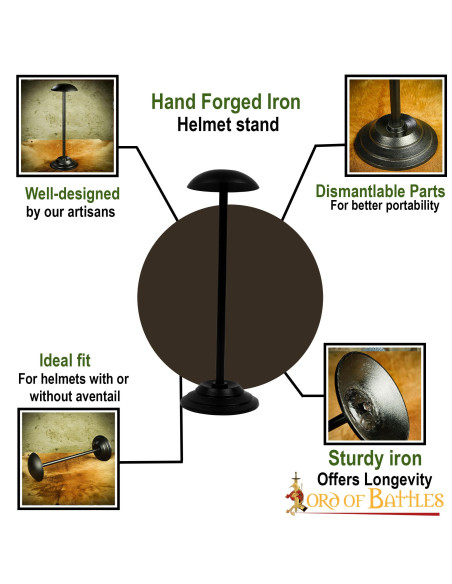 Supporto da tavolo per elmi in ferro