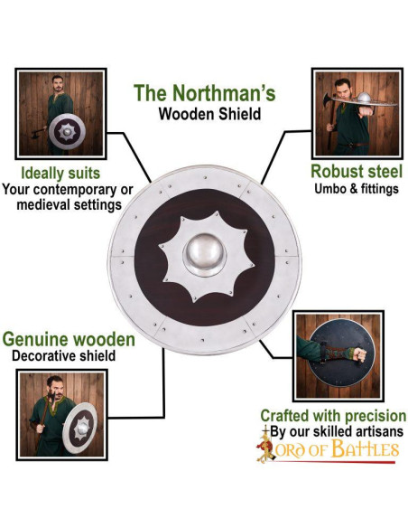 Scudo vichingo in legno e acciaio
