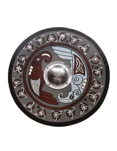 Scudo vichingo dipinto con Raven e Triquettes, 61 cm. O