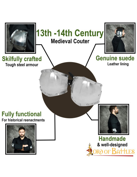 Gomitiera medievale in acciaio dolce,...