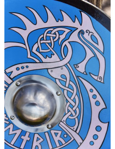 Scudo vichingo dipinto a mano con Fenrir, 61 cm. O 2