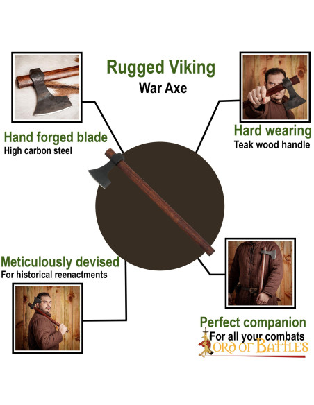 Ascia barbuta vichinga forgiata a mano