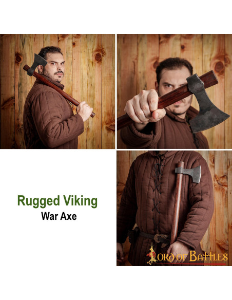 Ascia barbuta vichinga forgiata a mano