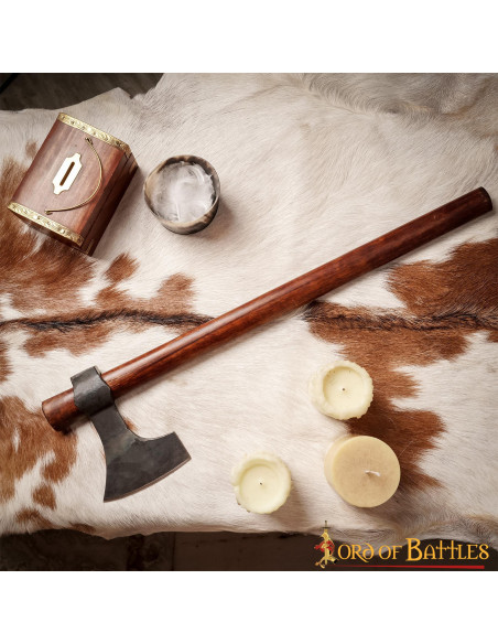 Ascia barbuta vichinga forgiata a mano