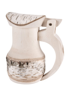 Boccale di birra medievale in legno naturale (17x14 cm.)