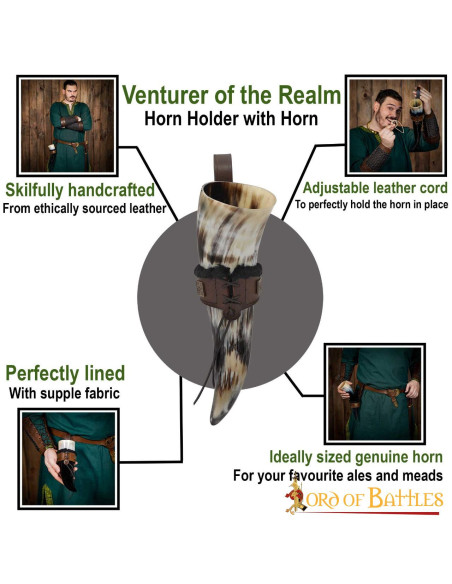 Tahalí per corna in cuoio foderato,...