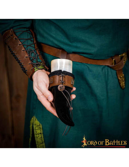 Tahalí per corna in cuoio foderato,...