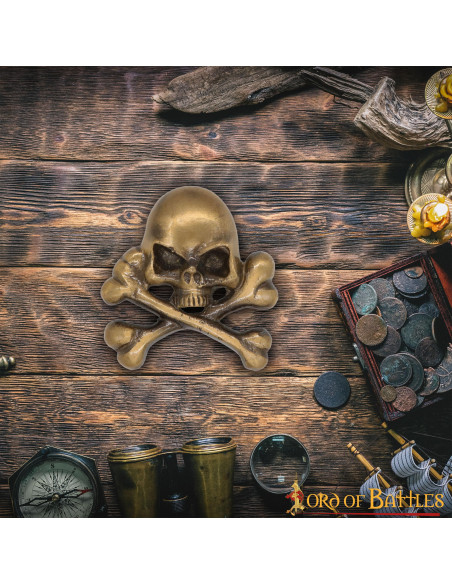 Patch teschio pirata in ottone per LARP