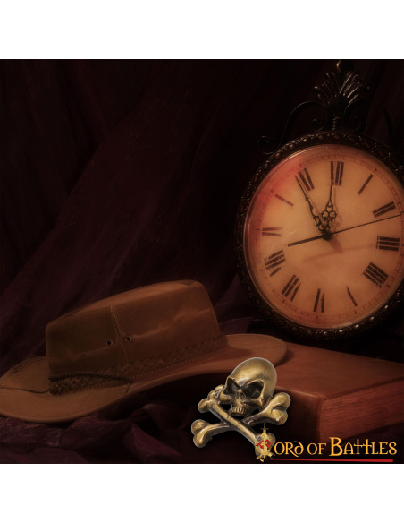 Patch teschio pirata in ottone per LARP