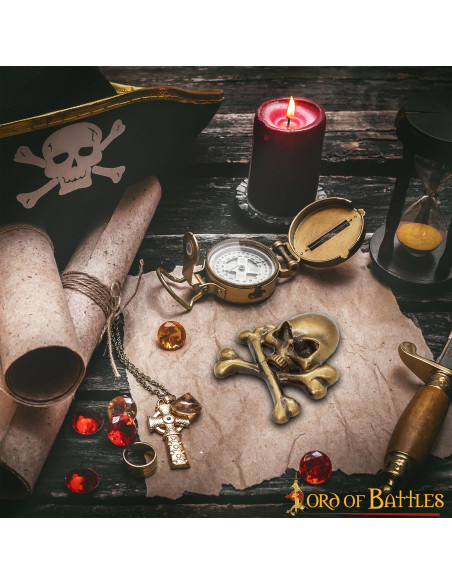 Patch teschio pirata in ottone per LARP