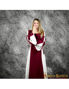 Abito medievale da donna Zuria, bicolore bordeaux-greggio 2