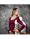Abito medievale da donna Zuria, bicolore bordeaux-greggio