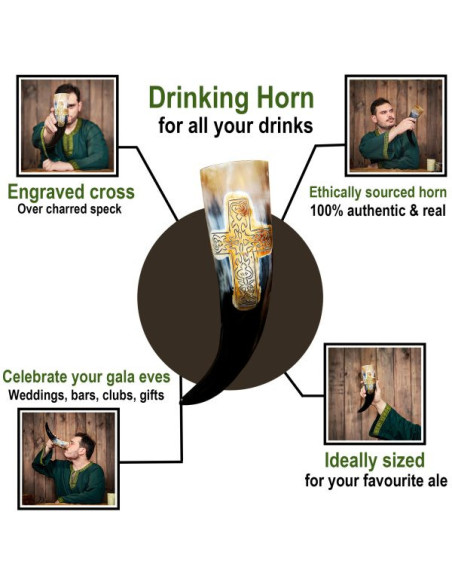 Corno vichingo con croce incisa,...