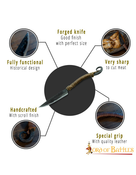 Coltello medievale funzionale forgiato