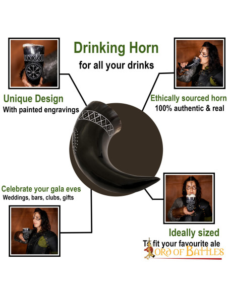 Corno Vegvisir vichingo in pelle di bue