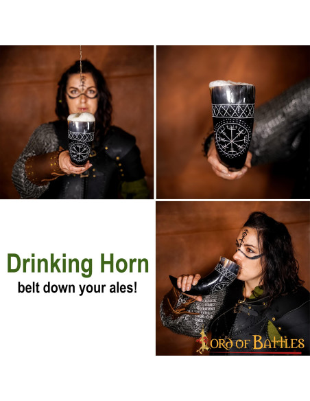 Corno Vegvisir vichingo in pelle di bue