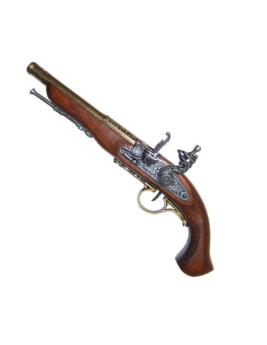 Pistola a pietra focaia, XVIII secolo. (Mancino)