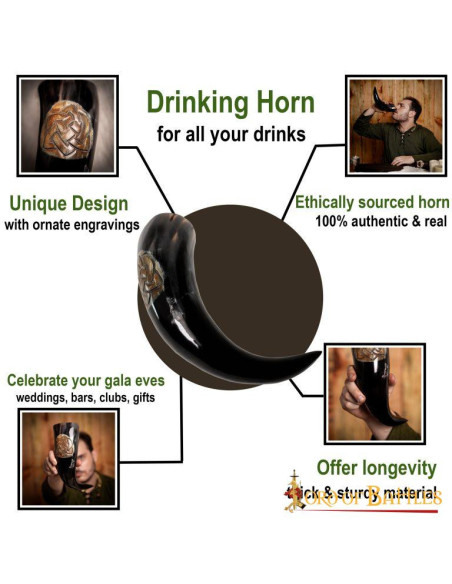 Corno potorio con nodi celtici incisi