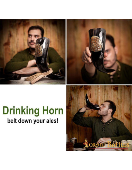 Corno potorio con nodi celtici incisi