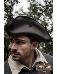Cappello da pirata tricorno Jack Rackham, marrone scuro