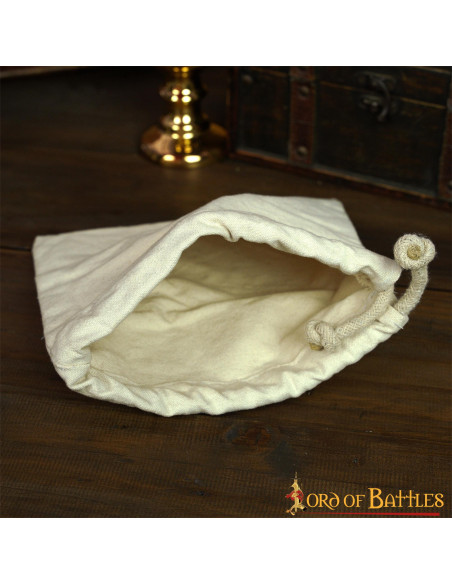 Borsa medievale in tela di cotone, ecru