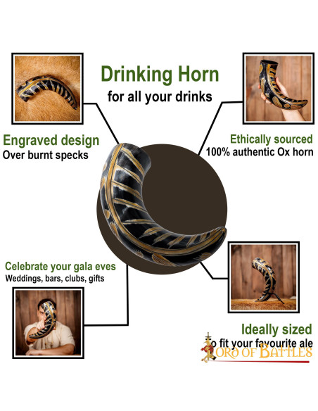 Corno vichingo con disegni incisi...