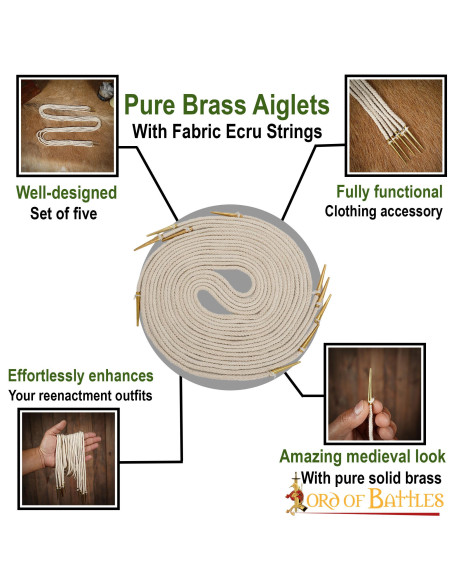 Set di 5 aiglets color crema con...