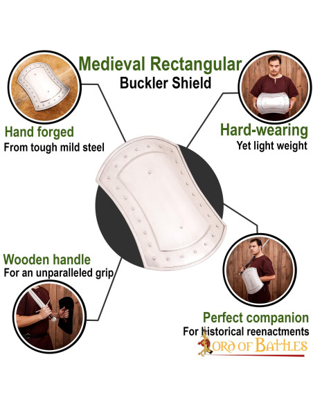 Brocchiere medievale rettangolare in...