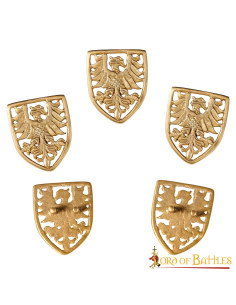 Set di 5 scudi con aquila araldica da cintura (3,5x4 cm.) 2