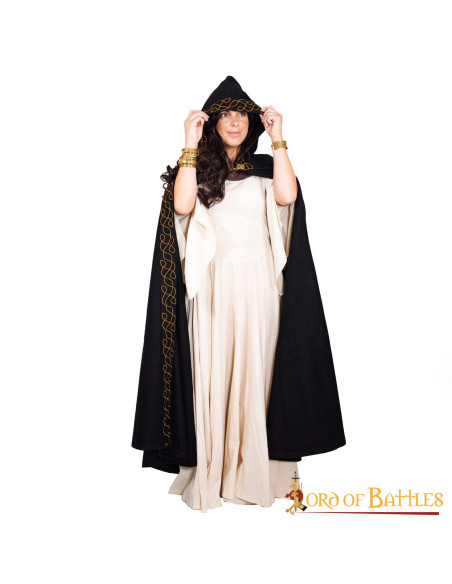 Mantello elfico in lana con cappuccio...