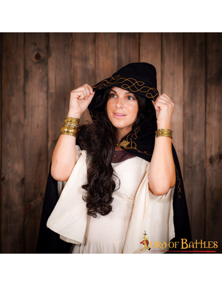 Mantello elfico in lana con cappuccio...