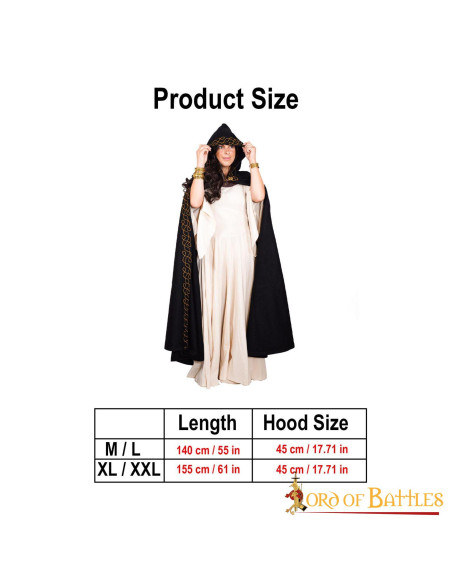 Mantello elfico in lana con cappuccio...