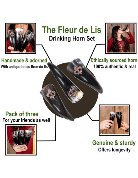 Set di 3 corni potori vichinghi...