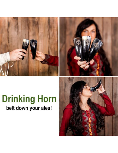 Set di 3 corni potori vichinghi...