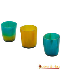 Set di 3 bicchierini colorati in corno di bue
