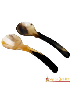 Set di 2 cucchiai in vero corno stile vichingo