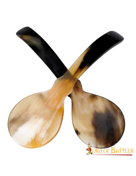 Set di 2 cucchiai in vero corno stile...