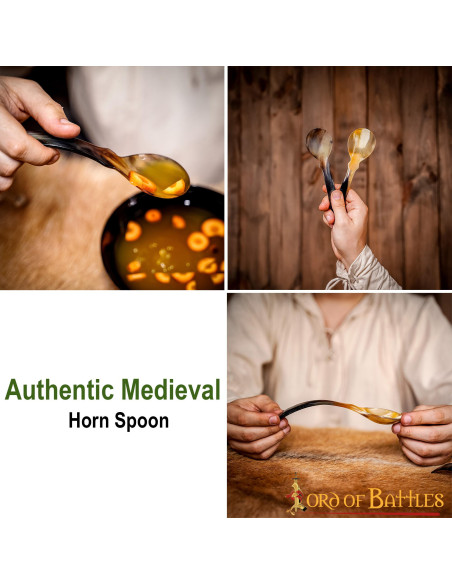 Set di 2 cucchiai in vero corno stile...