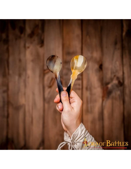 Set di 2 cucchiai in vero corno stile...