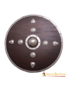 Scudo rotondo vichingo in legno con borchie