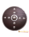 Scudo rotondo vichingo in legno con borchie