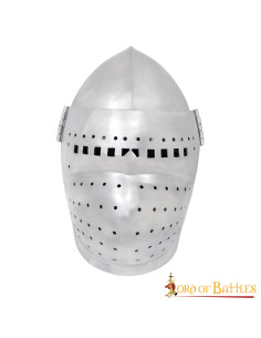 Elmo bacinete con visiera intera del XIV secolo