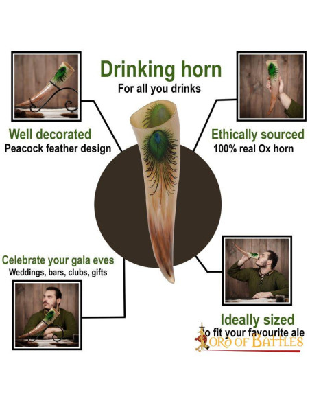 Corno da bere con disegni ornati